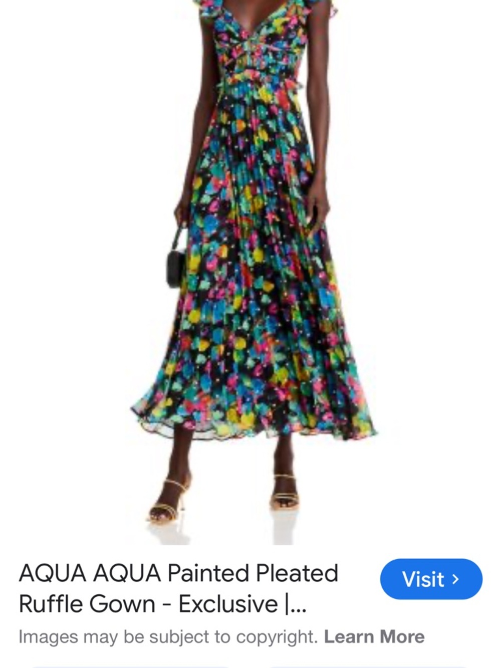 Aqua Multi-Color Floral Pleated Ruffle Maxi Skirt